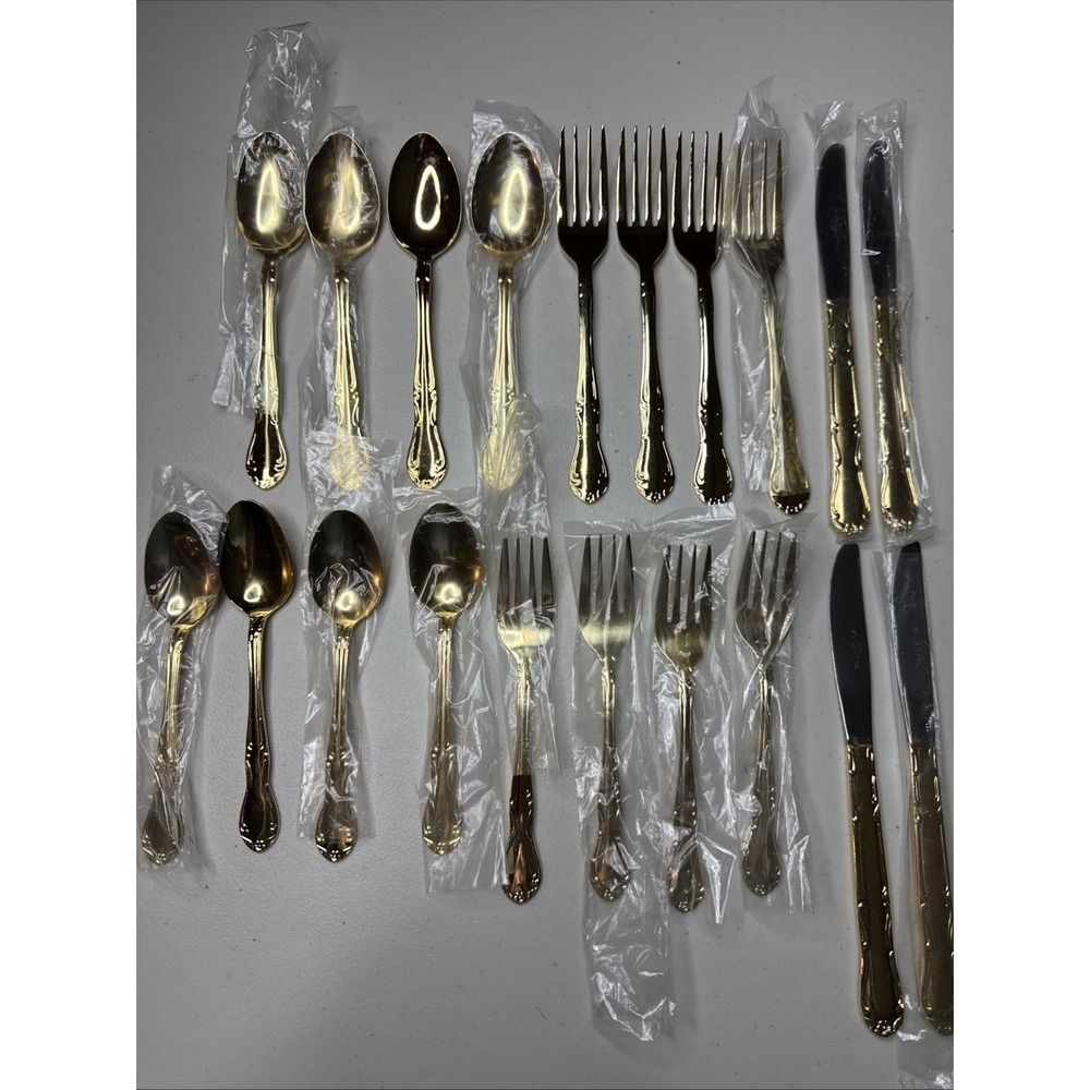 Gold-tone FLATWARE 'ROYAL' Stainless Steel Japan - Service for 4-20‎ Pieces